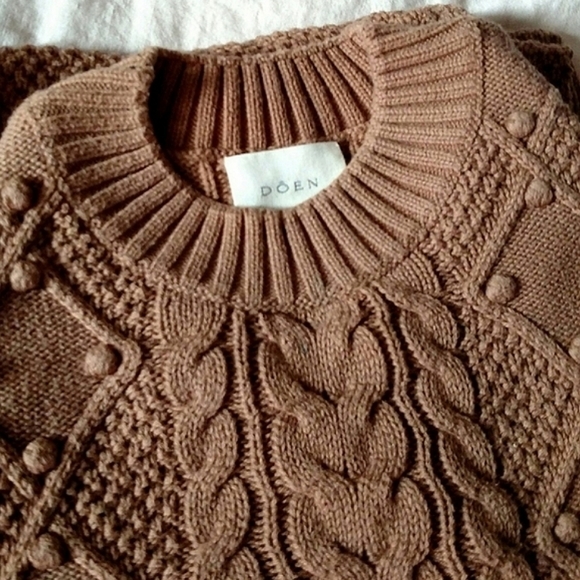 Doen Sweaters - DÔEN Pom Pom Lulu Organic Cotton Sweater In Macaroon
